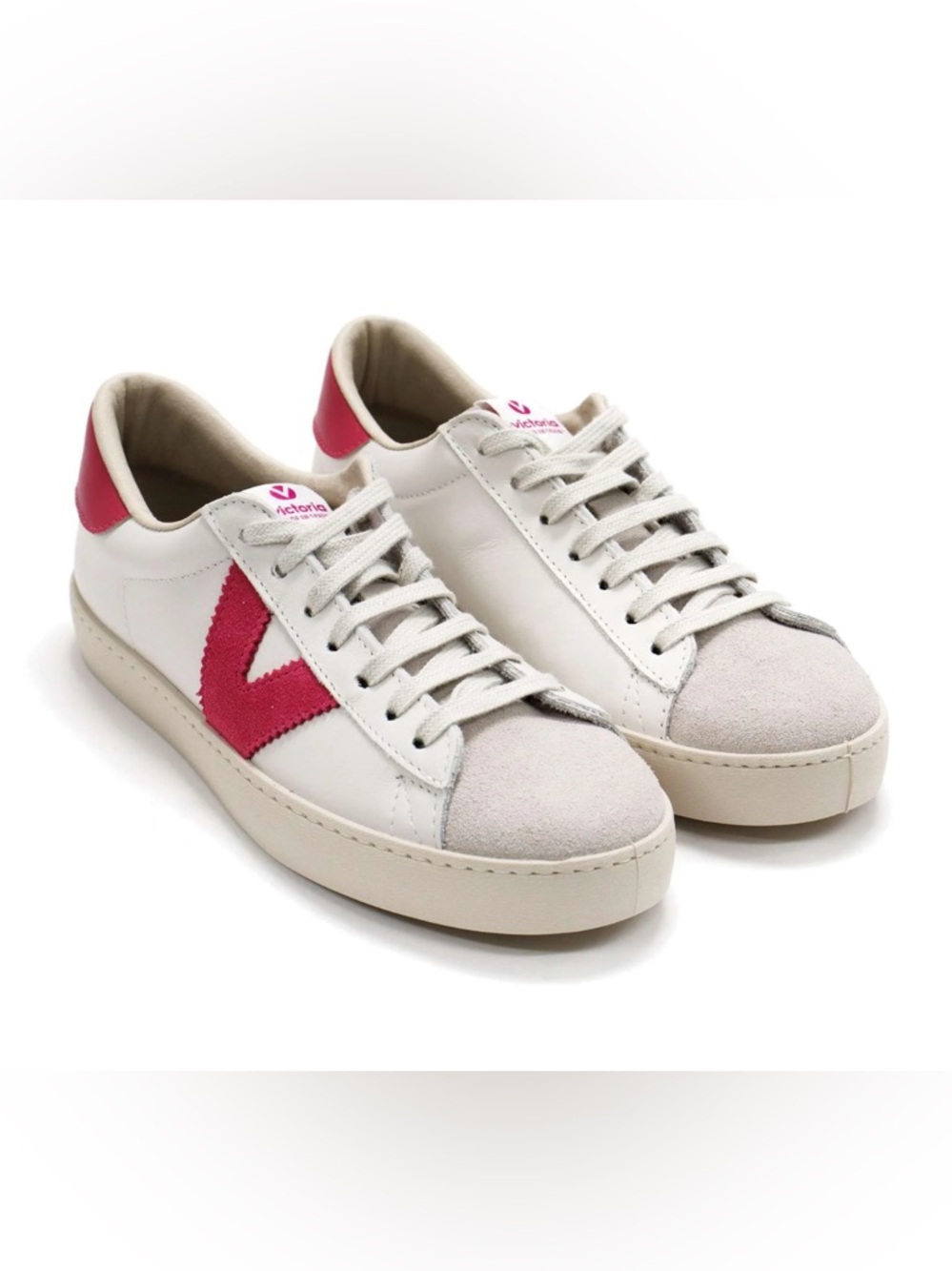 Victoria Berlin Leather Sneakers White Pink V Retro Trainer